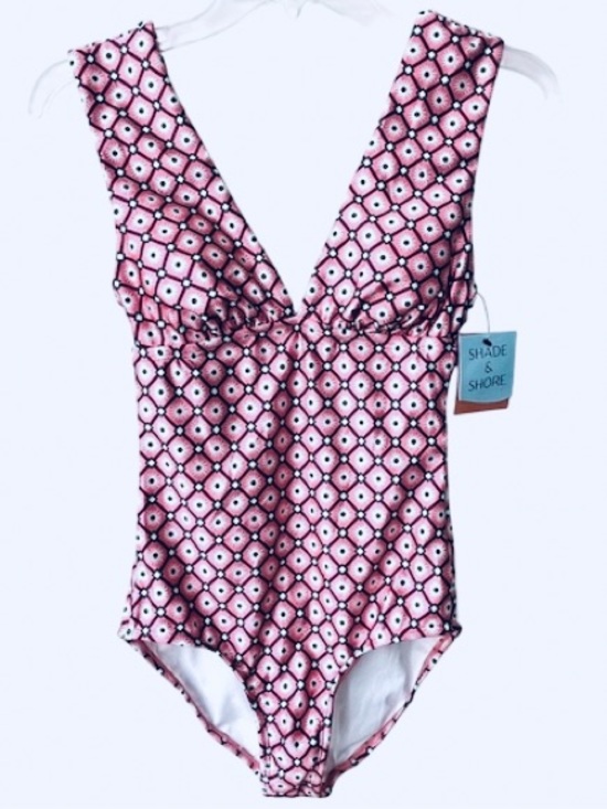 Shade & Shore Other - Shade & Shore Geo Print Plunge Full Coverage Tummy Control One Piece Swimsuit XS